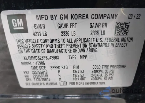 2023 Buick Encore Gx Select Fwd from USA, damaged, VIN KL4MMDS26PB043603